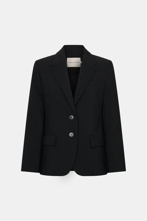 Mackinley Fitted Blazer by Camilla and Marc, a black single-breasted blazer with structured shoulders, slim silhouette, and tailored finish.