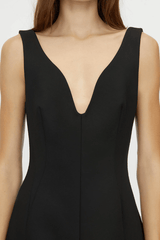 Mackinley Mini Dress in Black by Camilla and Marc, structured mini dress with a flattering V-neckline and sculpted seams, perfect for chic day-to-night styling.