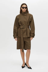 Mahdavi Puffer Jacket Cypress by Camilla and Marc - boxy double breasted puffer with waist tie, perfect for elevated winter styling.