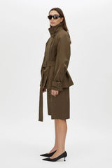 Mahdavi Puffer Jacket Cypress by Camilla and Marc - boxy double breasted puffer with waist tie, perfect for elevated winter styling.