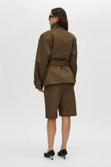 Mahdavi Puffer Jacket Cypress by Camilla and Marc - boxy double breasted puffer with waist tie, perfect for elevated winter styling.