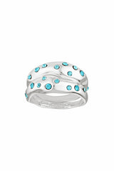 Mali Ring Set White Gold Aquamarine by Porter Jewellery – abstract white gold rings with aquamarine cubic zirconia accents.