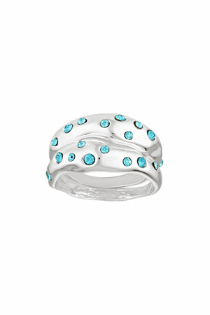 Mali Ring Set White Gold Aquamarine by Porter Jewellery – abstract white gold rings with aquamarine cubic zirconia accents.