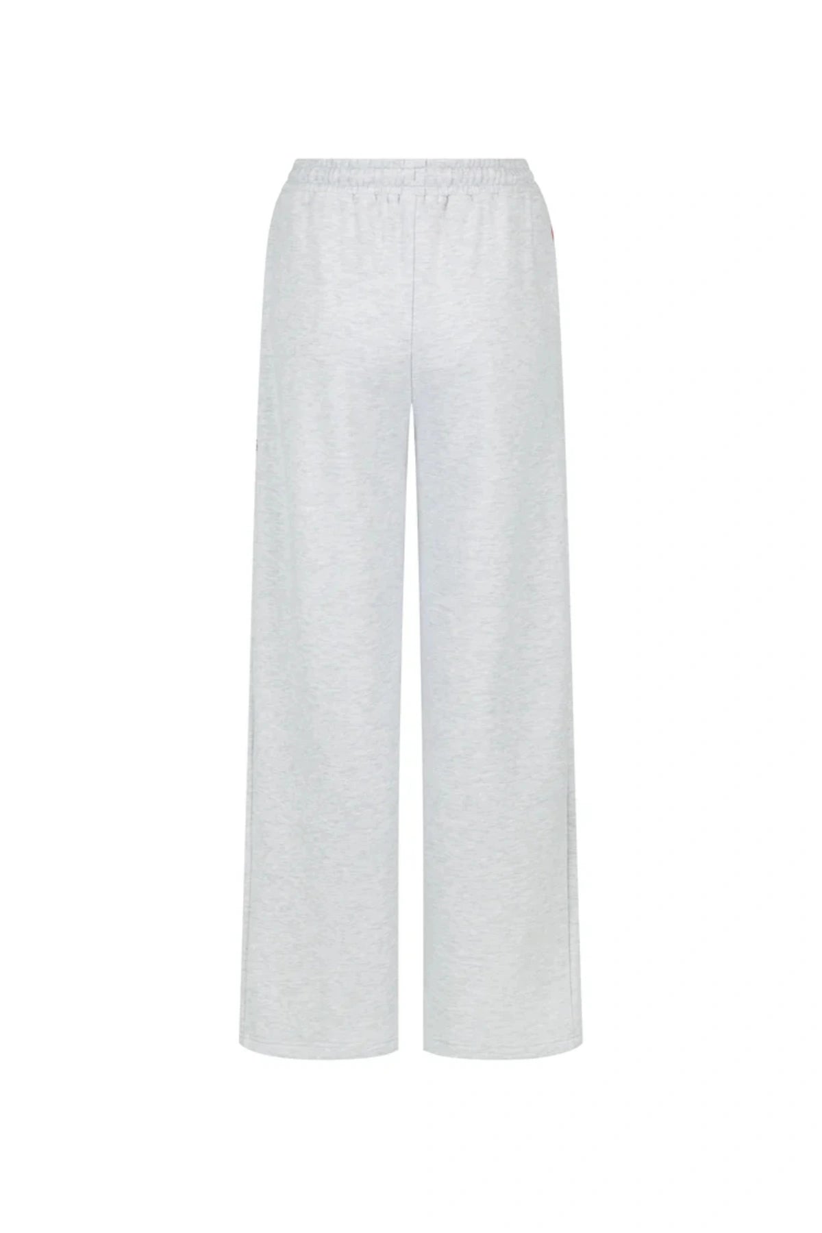 Malta Trackpant Cloud by Araminta James, wide-leg brushed cotton fleece with elastic waistband and side pockets, perfect for relaxed, coordinated resort style.