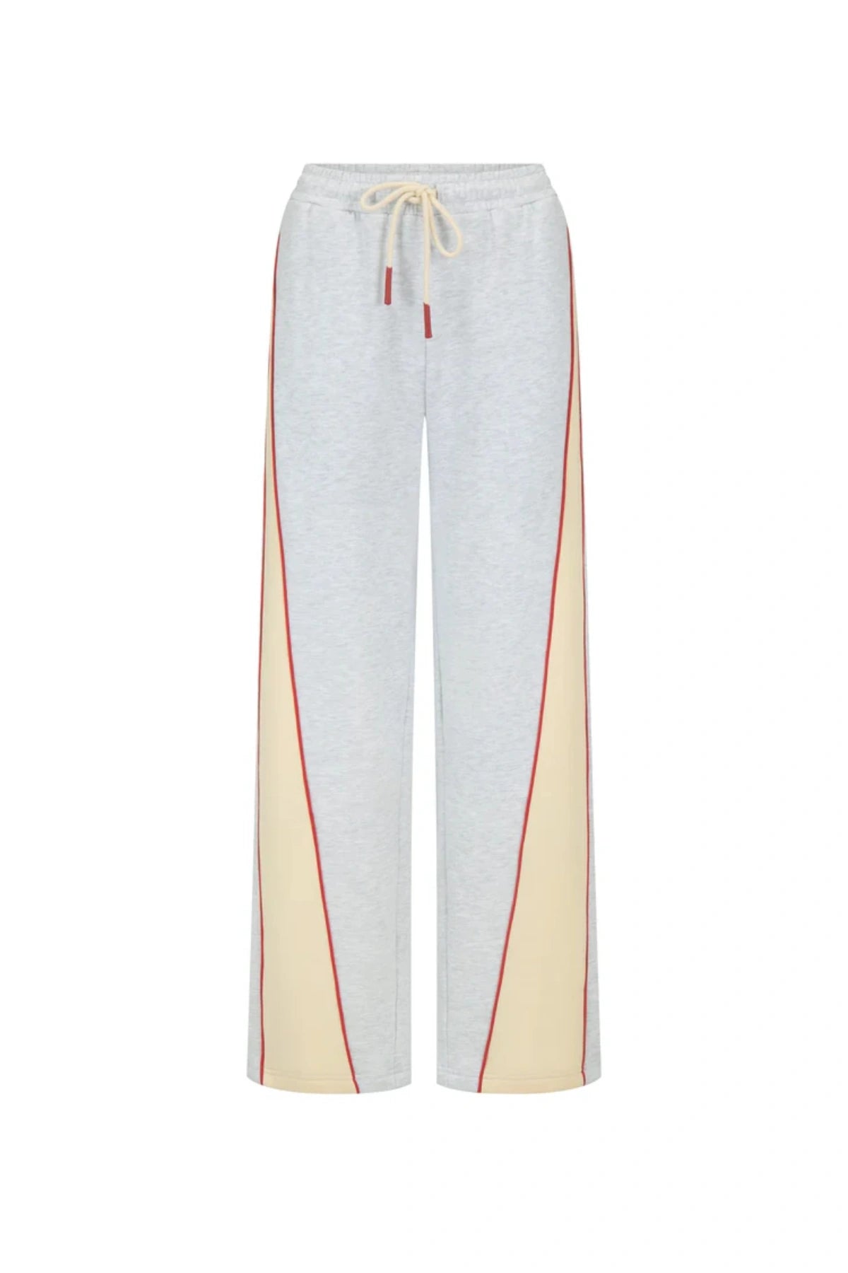 Malta Trackpant Cloud by Araminta James, wide-leg brushed cotton fleece with elastic waistband and side pockets, perfect for relaxed, coordinated resort style.