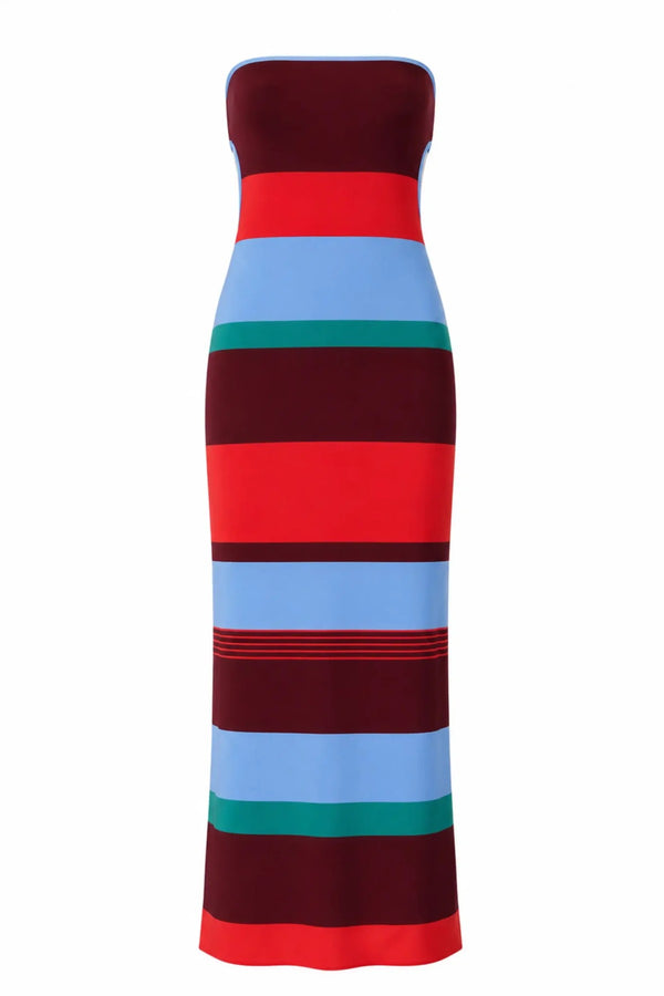 Mambo Maxi Dress Funky Aperol by Baobab, reversible strapless maxi dress with bold cutout detailing.