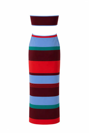 Mambo Maxi Dress Funky Aperol by Baobab, reversible strapless maxi dress with bold cutout detailing.