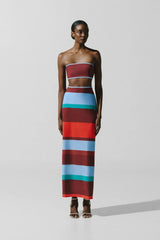 Mambo Maxi Dress Funky Aperol by Baobab, reversible strapless maxi dress with bold cutout detailing.