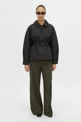 Manon Padded Belted Jacket Black by camilla and marc – hammered texture belted puffer jacket with utility buckle.