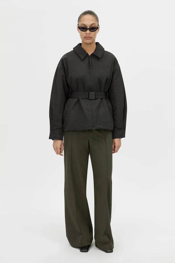 Manon Padded Belted Jacket Black by camilla and marc – hammered texture belted puffer jacket with utility buckle.