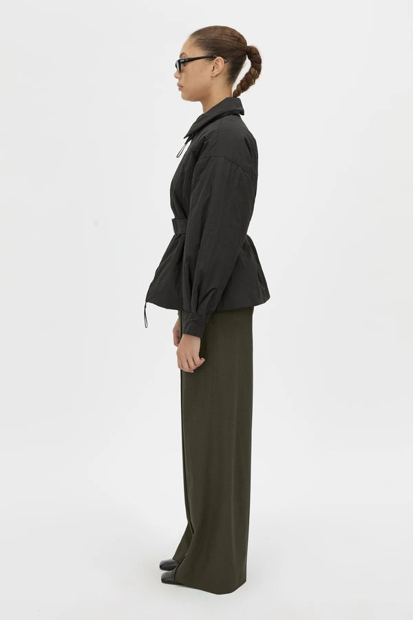 Manon Padded Belted Jacket Black by camilla and marc – hammered texture belted puffer jacket with utility buckle.