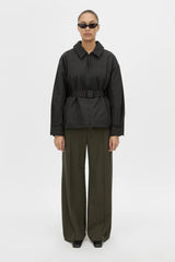 Manon Padded Belted Jacket Black by camilla and marc – hammered texture belted puffer jacket with utility buckle.