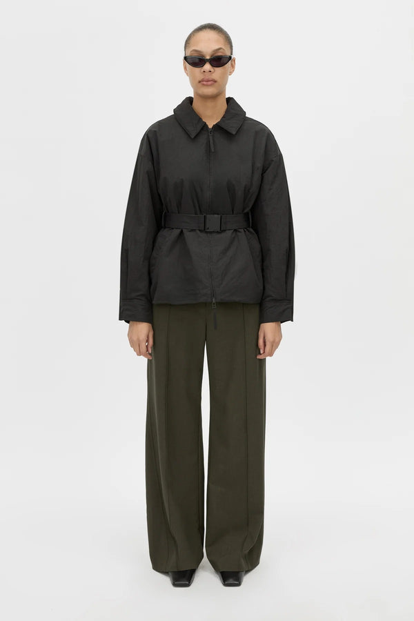 Manon Padded Belted Jacket Black by camilla and marc – hammered texture belted puffer jacket with utility buckle.