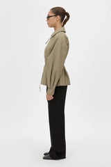 Manon Padded Belted Jacket Clay by camilla and marc – hammered texture belted puffer jacket with utility buckle.