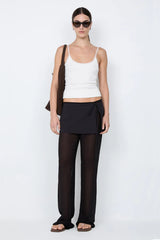 Maralia Overlay Pant by Bec + Bridge, a sheer georgette pant with contrast mini skirt overlay and tie waist for sleek, fashion-forward elegance.