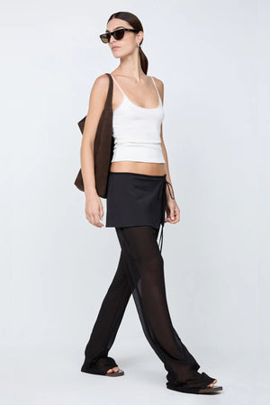 Maralia Overlay Pant by Bec + Bridge, a sheer georgette pant with contrast mini skirt overlay and tie waist for sleek, fashion-forward elegance.