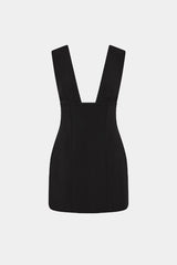 Marcie Suiting Mini Dress by Misha, a strapless off-shoulder tailored mini with pockets and long sleeves. Perfect for statement evenings.
