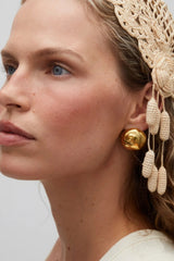 Mare Earrings Gold by Heaven Mayhem – shell inspired gold earrings with rounded sculptural silhouette.
