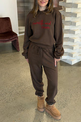 Maren Track Pant Chocolate by Camilla and Marc – relaxed track pants with drawstring waist. Perfect for off duty styling.