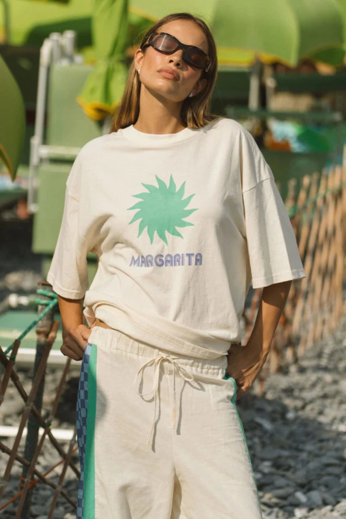 Margarita Tee by Araminta James — an oversized natural cotton tee with a front graphic, perfect for relaxed everyday styling.