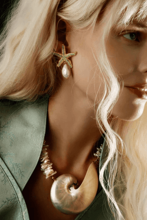 Mariana Earrings by Mayol – gold plated earrings with pearls and crystal detail. Perfect for elevated event styling.