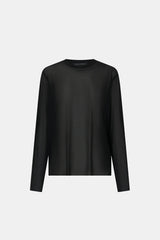 Marie Long Sleeve Top by Camilla and Marc in black, sheer relaxed fit with raw edges and subtle stitch detailing.