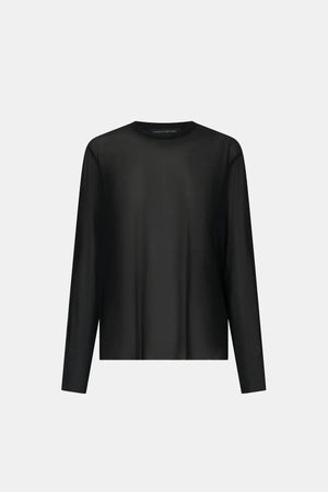 Marie Long Sleeve Top by Camilla and Marc in black, sheer relaxed fit with raw edges and subtle stitch detailing.