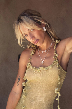 Marilyn Earrings by Mountain and Moon — silver statement earrings with White CZ and rawa ball detailing, perfect for bold evening styling.