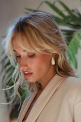 Marilyn Earrings by Porter Jewellery — gold CZ-studded earrings with polished rawa detailing, perfect for elegant and unforgettable styling.