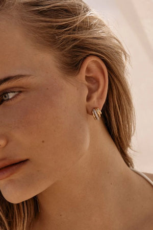 Mariposa Earrings by Amber Sceats, gold and crystal hoop earrings, perfect for elevated day to night styling