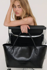 Marlow Tote Croc Embossed by Reh Studios, leather tote with structured design. Perfect for work, travel, or everyday use.