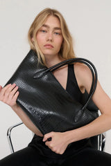 Marlow Tote Croc Embossed by Reh Studios, leather tote with structured design. Perfect for work, travel, or everyday use.