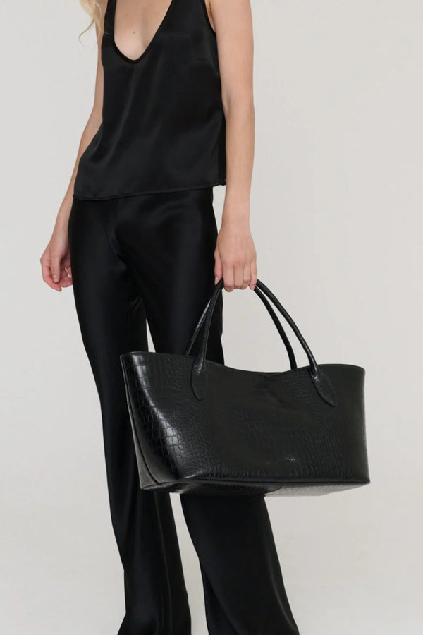 Marlow Tote Croc Embossed by Reh Studios, leather tote with structured design. Perfect for work, travel, or everyday use.
