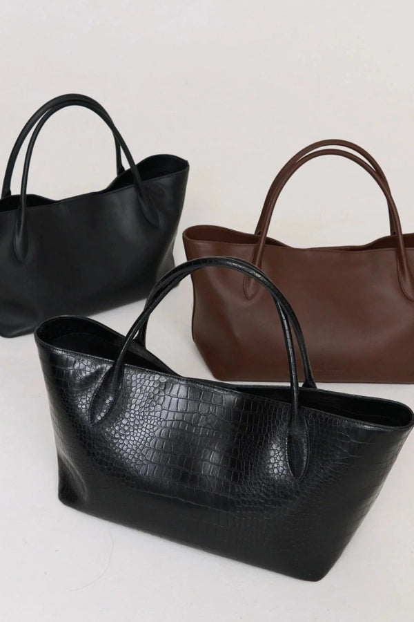 Marlow Tote Croc Embossed by Reh Studios, leather tote with structured design. Perfect for work, travel, or everyday use.