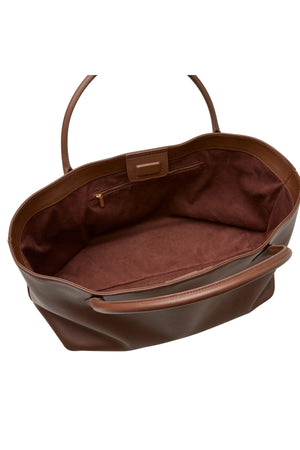 Marlow Tote Mocha by Reh Studios – a structured leather tote with spacious interior and sleek finish. Perfect for work or travel days.