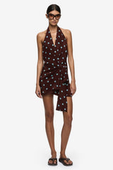 Mathilde Halter Mini Dress Polka Dot by Bec + Bridge – a halter mini with wrap detail and print. Perfect for statement styling.