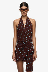Mathilde Halter Mini Dress Polka Dot by Bec + Bridge – a halter mini with wrap detail and print. Perfect for statement styling.