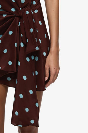Mathilde Halter Mini Dress Polka Dot by Bec + Bridge – a halter mini with wrap detail and print. Perfect for statement styling.