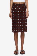 Mathilde Midi Skirt Polka Dot by Bec + Bridge – a midi skirt with polka dot print and sleek fit. Perfect for everyday styling.