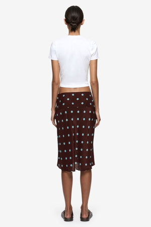 Mathilde Midi Skirt Polka Dot by Bec + Bridge – a midi skirt with polka dot print and sleek fit. Perfect for everyday styling.