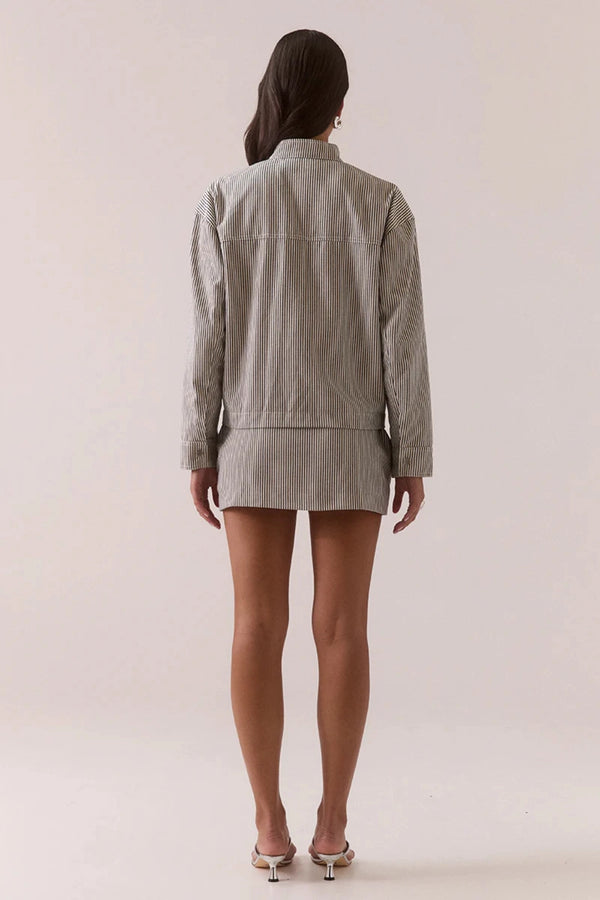 Maven Jacket Ink by Sovere – boxy cotton blend jacket with stand collar and utility pockets.