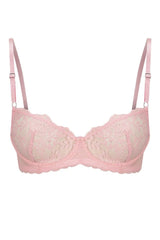 Maverick Underwire Baby Pink by Kat The Label - delicate eyelash lace underwire bra with silver trims and soft stretch wings for supportive feminine lingerie.