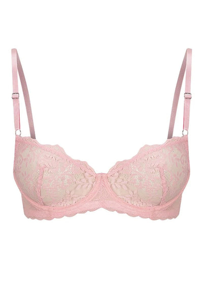 Maverick Underwire Baby Pink by Kat The Label - delicate eyelash lace underwire bra with silver trims and soft stretch wings for supportive feminine lingerie.