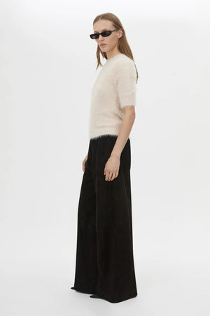 Maxime Knit Top Powder Pink by Camilla and Marc - slim fit knit tee with ribbed trims and structured shape, perfect for refined everyday styling.
