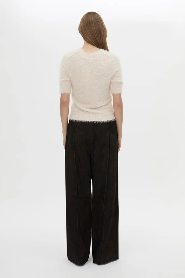 Maxime Knit Top Powder Pink by Camilla and Marc - slim fit knit tee with ribbed trims and structured shape, perfect for refined everyday styling.