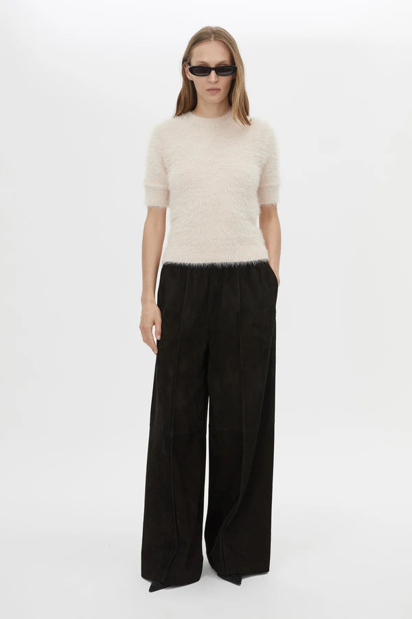 Maxime Knit Top Powder Pink by Camilla and Marc - slim fit knit tee with ribbed trims and structured shape, perfect for refined everyday styling.