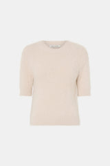 Maxime Knit Top Powder Pink by Camilla and Marc - slim fit knit tee with ribbed trims and structured shape, perfect for refined everyday styling.