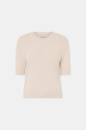 Maxime Knit Top Powder Pink by Camilla and Marc - slim fit knit tee with ribbed trims and structured shape, perfect for refined everyday styling.
