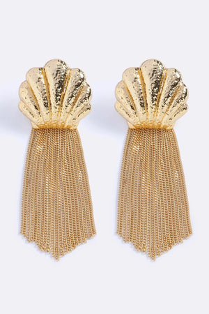 Meet Me In Ibiza Earrings Gold by Emma Pills – 14K gold plated fringe earrings with cascading statement design.