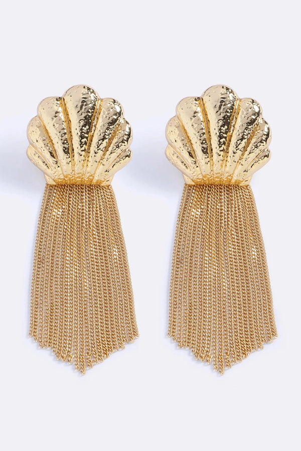 Meet Me In Ibiza Earrings Gold by Emma Pills – 14K gold plated fringe earrings with cascading statement design.